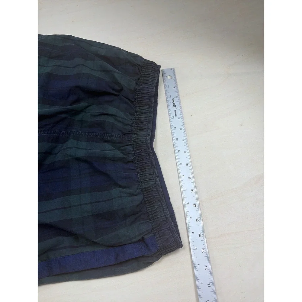 Tommy Hilfiger Mens Plaid Swim Trunks Green Navy Blue L Mesh Lined Board Shorts